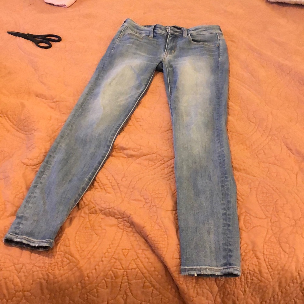 Super stretch medium shade blue skinny jeans